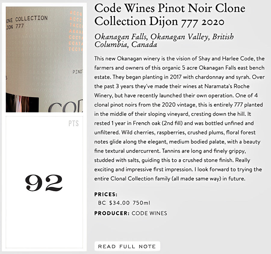 The 2020 Pinot Noir Clone Collection
